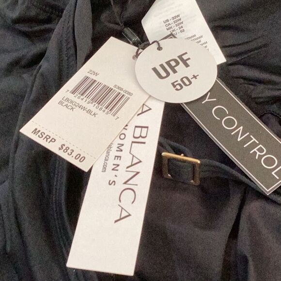 La Blanca Island Goddess Lingerie One Piece Swimsuit, Black, Size 22W, NWT - Picture 7 of 8